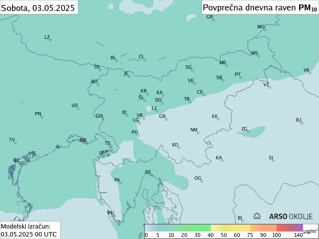 Napoved PM10 za danes