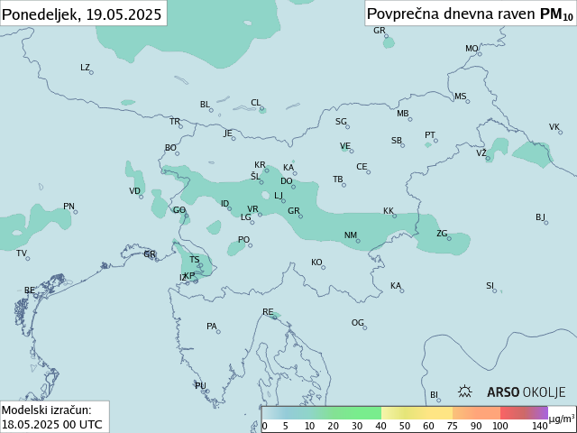 Napoved PM10 za jutri